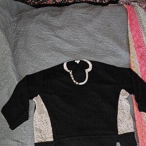 POL Black and Cream Waffle Top